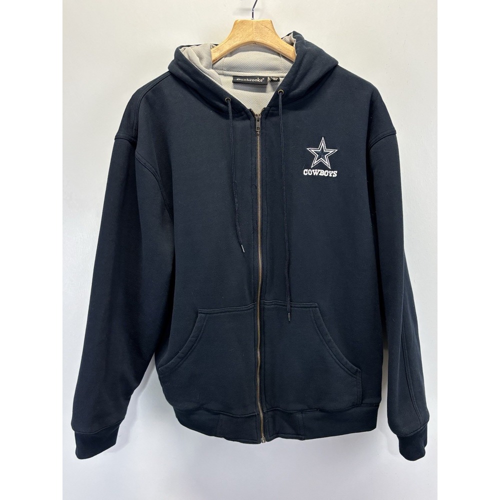 Dunbrooke Dallas Cowboys Craftsman Full Zip Thermal Hoodie, Navy/Grey, XL Logo